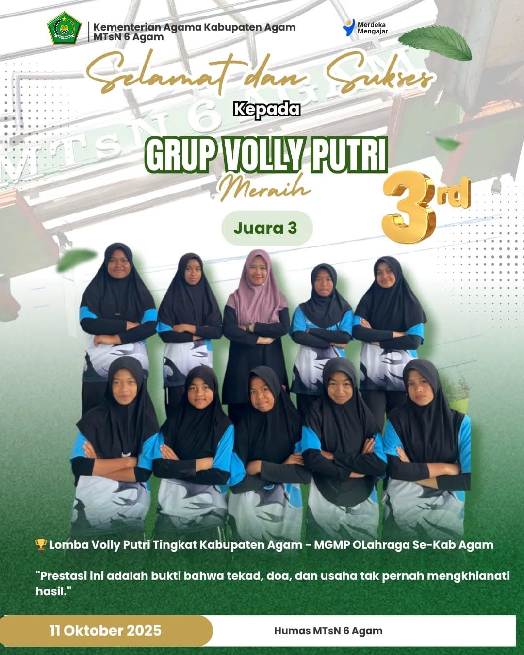 Juara 3 Lomba Volly Putri